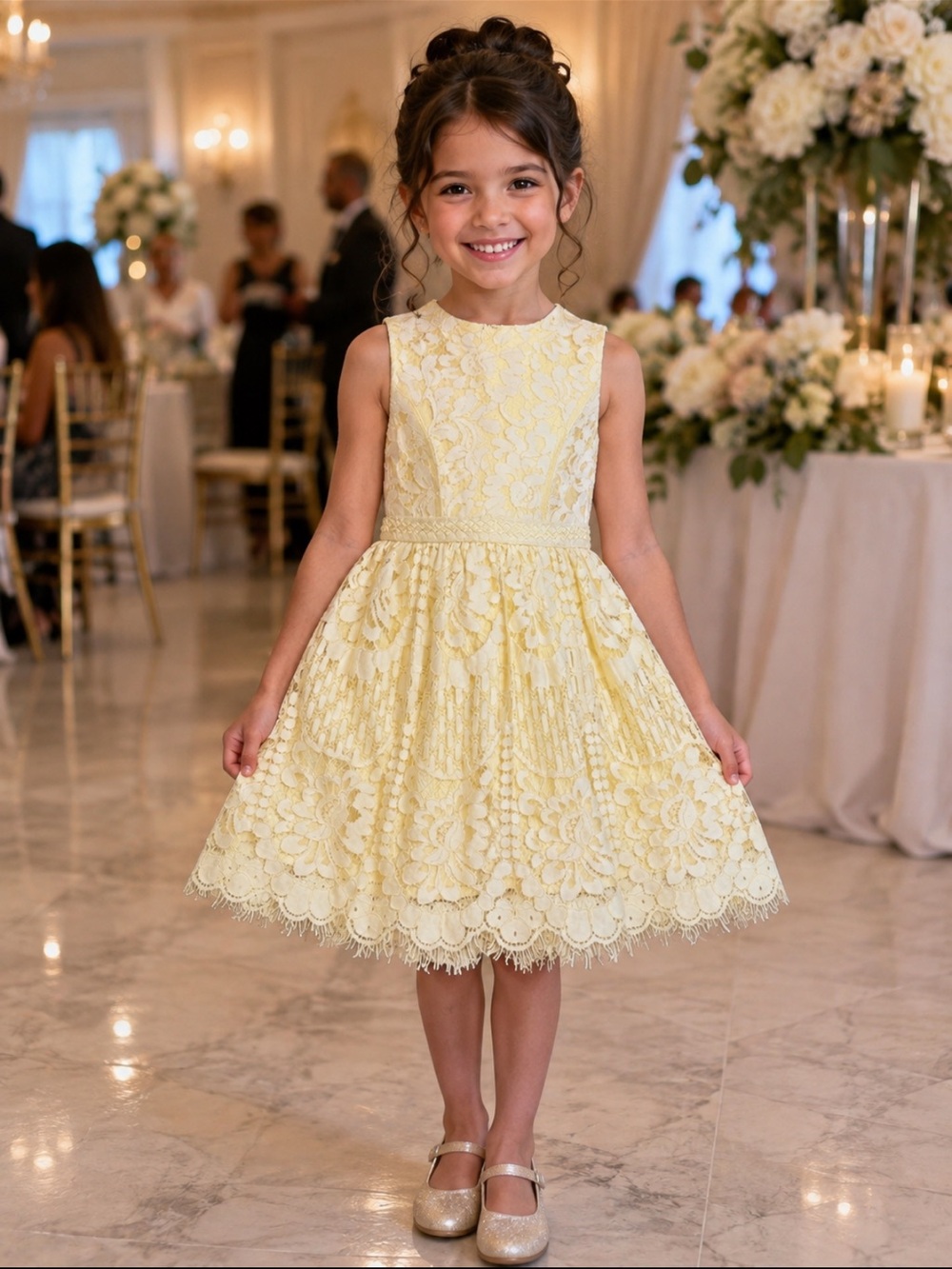 Lipsy London Yellow Lace Overlay Dress